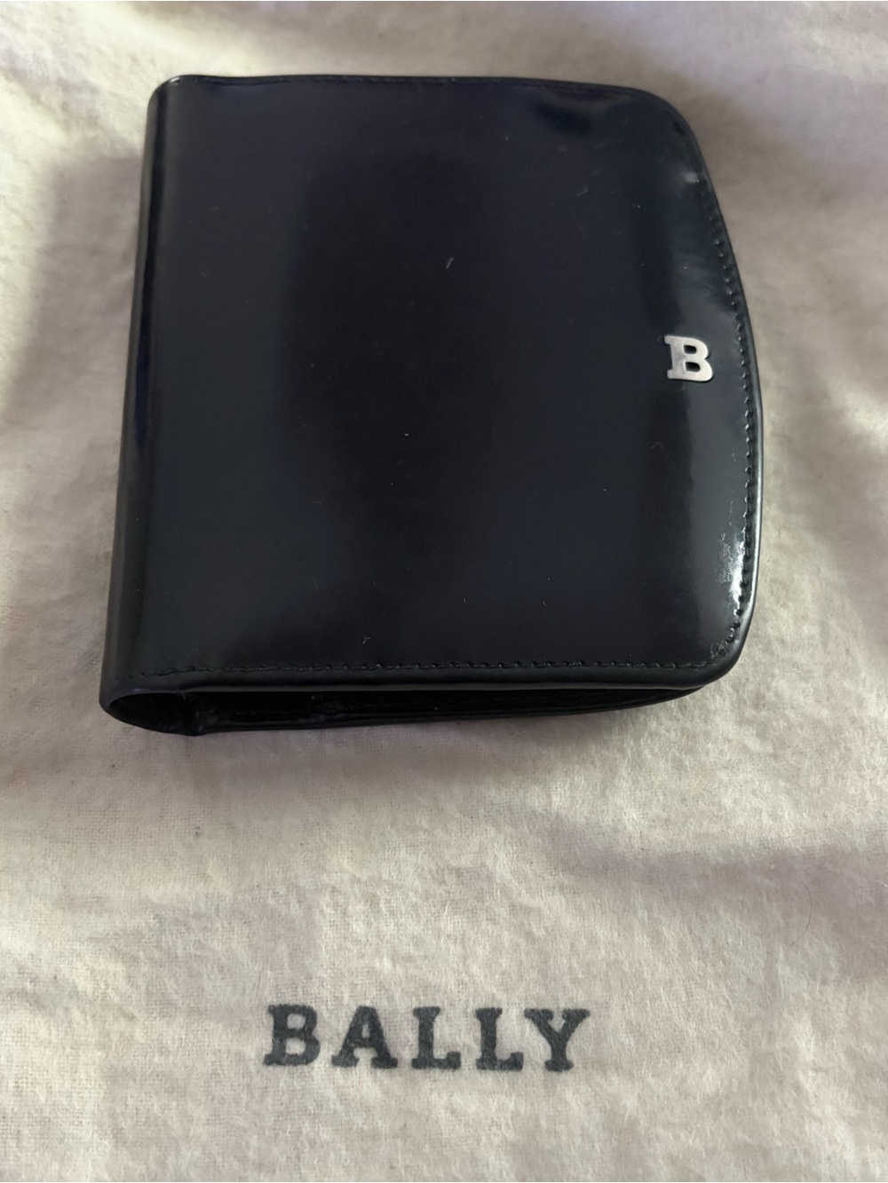 Vintage Bally Black Leather Bifold Wallet /Kiss-Lock Coin Purse